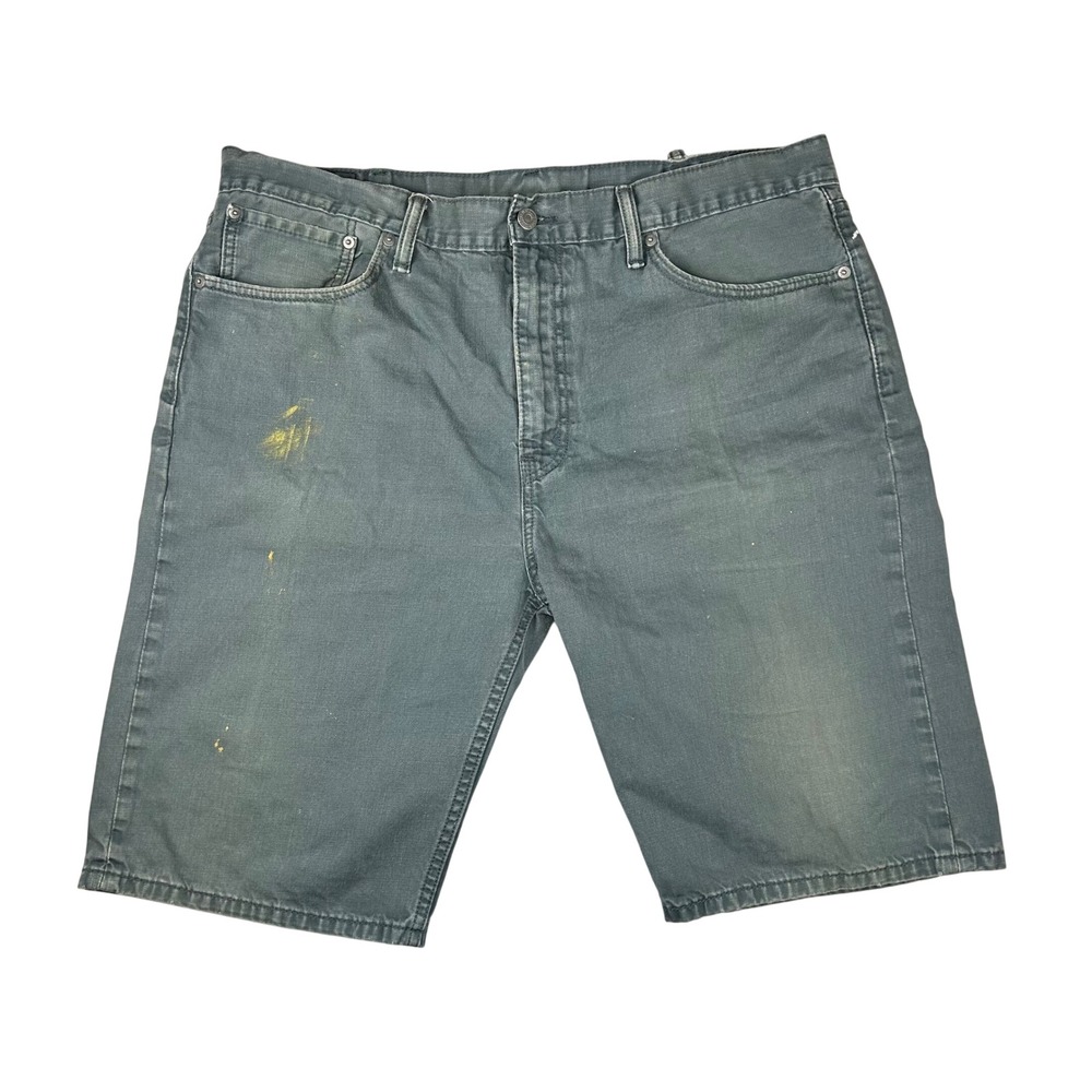 Levis 508 Regular Taper Denim Shorts Mens 38 Gray Green Paint Splatter 318580030